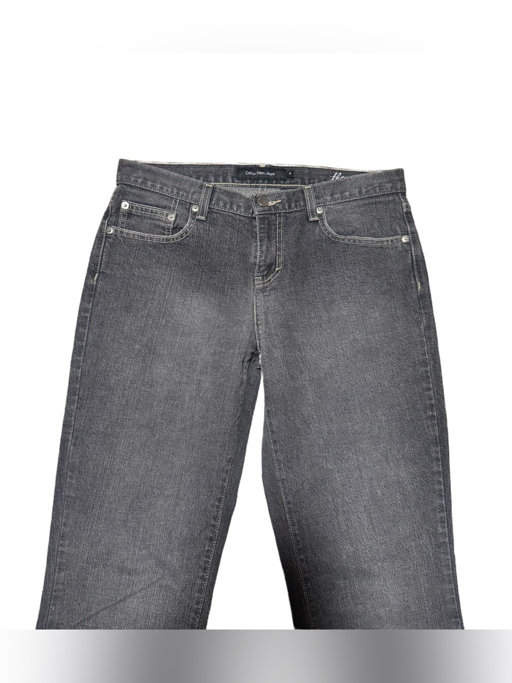 Calvin Klein Flare Jean Women's 8 Y2K Denim Dark Wash Low Rise Casual - Picture 4 of 6